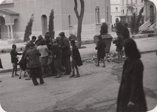 Starving Athenians looking for food in garbage bins. Private collection Iassonas Chandrinos 